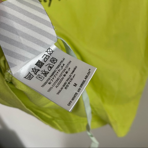 Off White Short Sleeve Contracting Safety First Neon Tee T Shirt - Picture 8 of 8